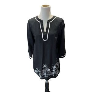 Brooks Brothers NWT embroidered tunic top linen/cotton size large L